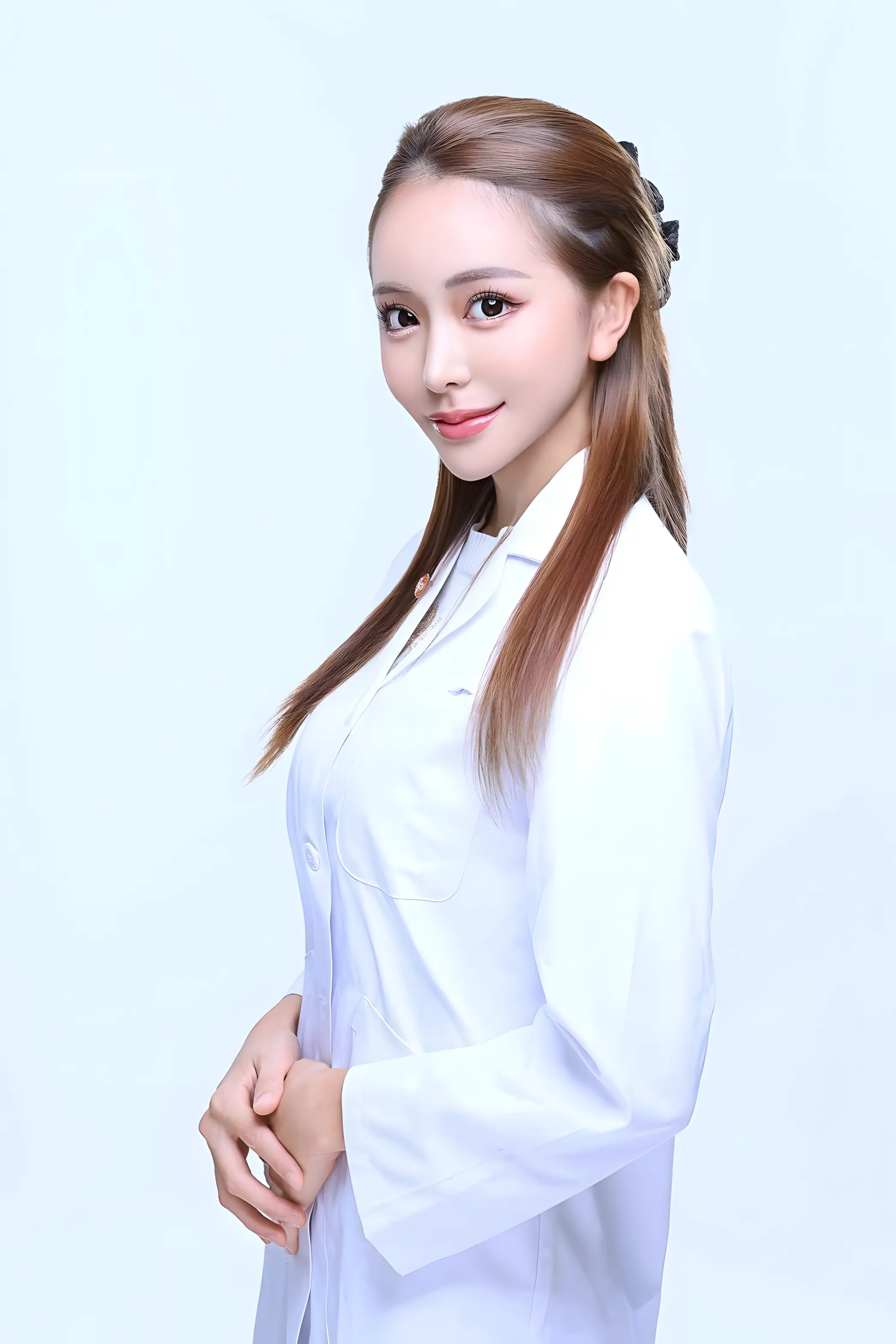 白いコートを着たCoco salonの施術者